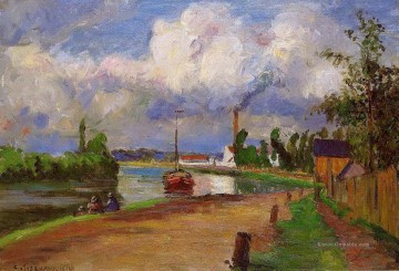  Banken Galerie - Fischer an den Ufern des oise 1876 Camille Pissarro Landschaft Fluss